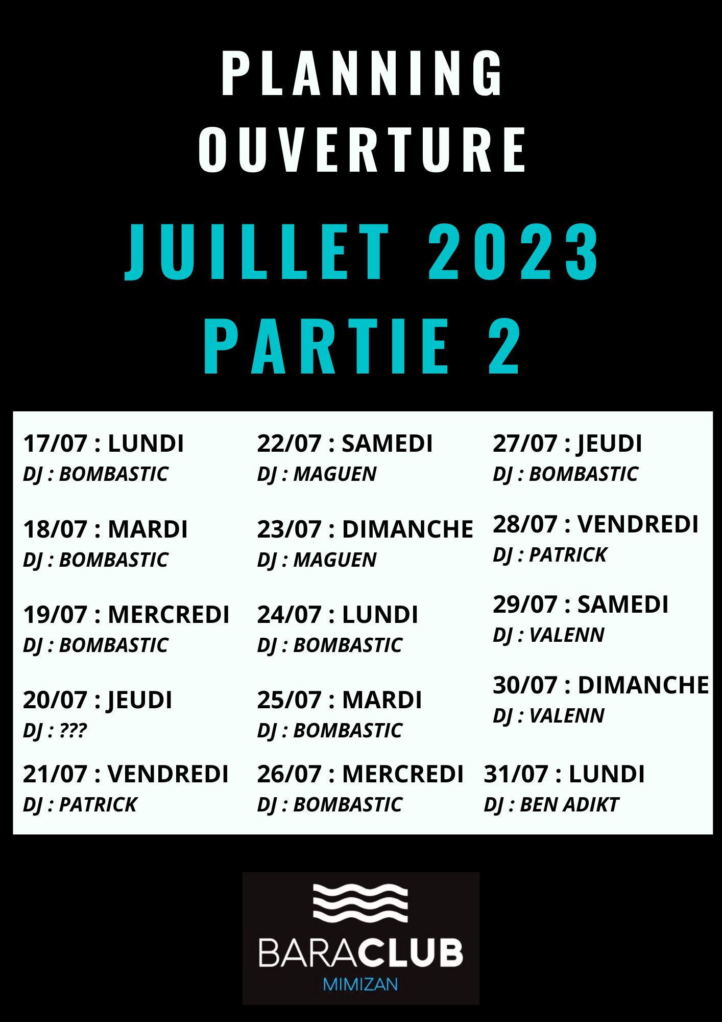 agenda juillet 2023